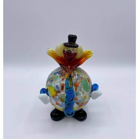 Vintage Murano Glass Fat Belly Round Clown Figurine Italy Rare Hollow Belly 7” - Picture 3 of 9